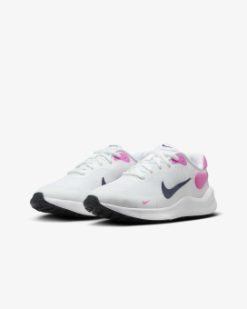 NIKE REVOLUTION 7 (GS) WHITE/MIDNIGHT NAVY-PLAYFUL PI 